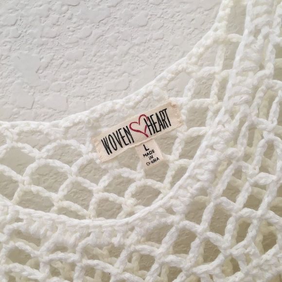 Boho Crochet Knit Cream Festival Tank Fringe Trim, Sexy Cute Hippie - Picture 7 of 8